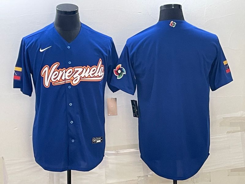 Men 2023 World Cub Venezuela Blank Blue Nike MLB Jersey2